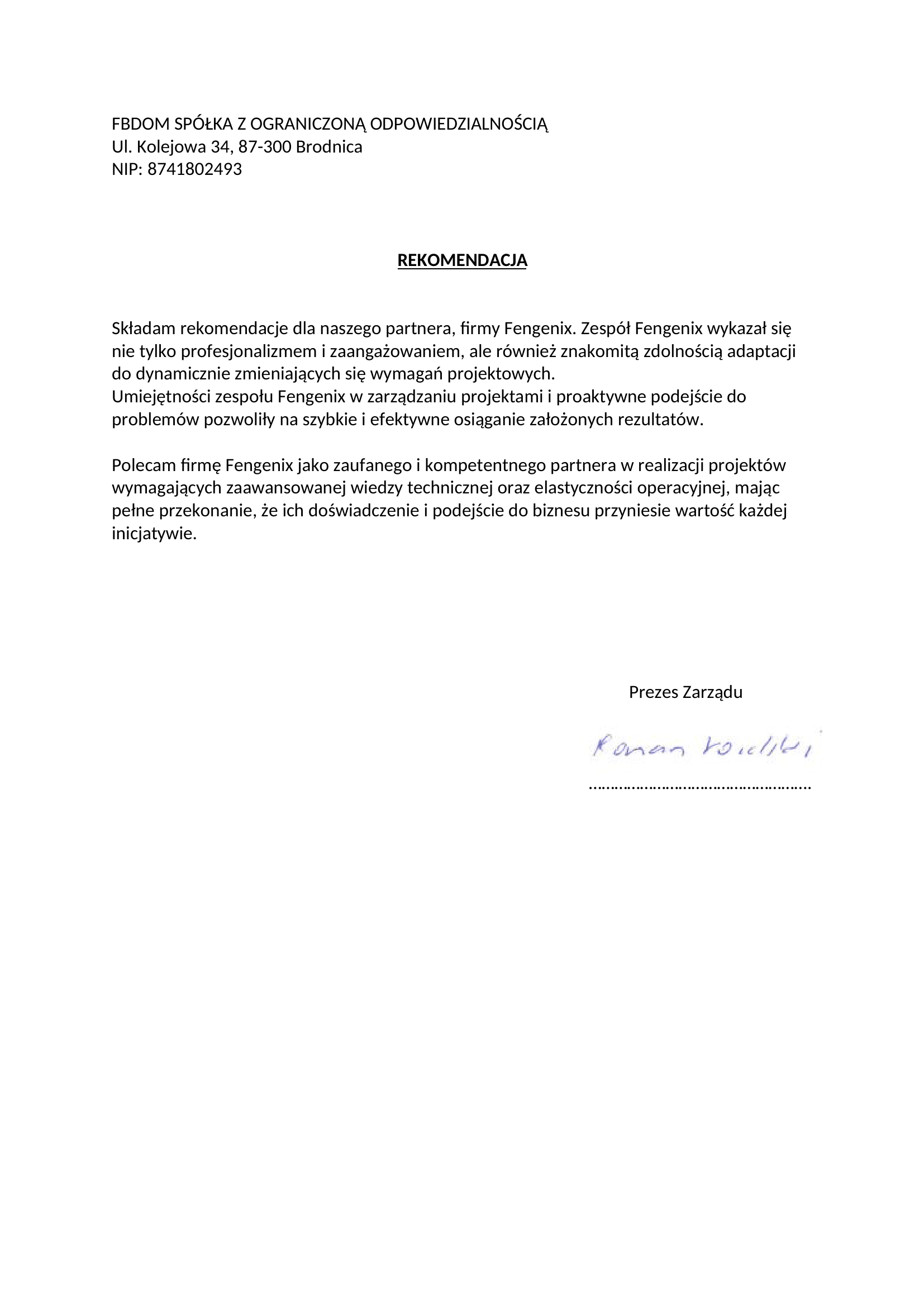 Rekomendacja — FBDOM
